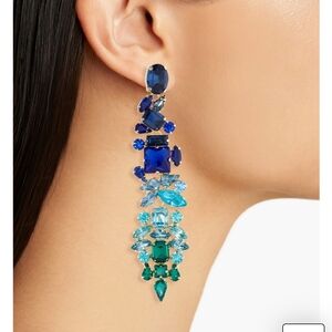 Elegant Blue and Green Drop Earrings